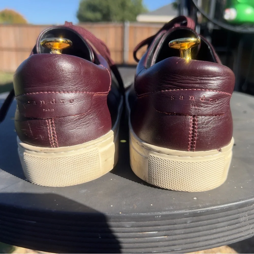 Sandro Paris leather sneakers Hermes red brown white soles 10.5 us - Picture 6 of 9